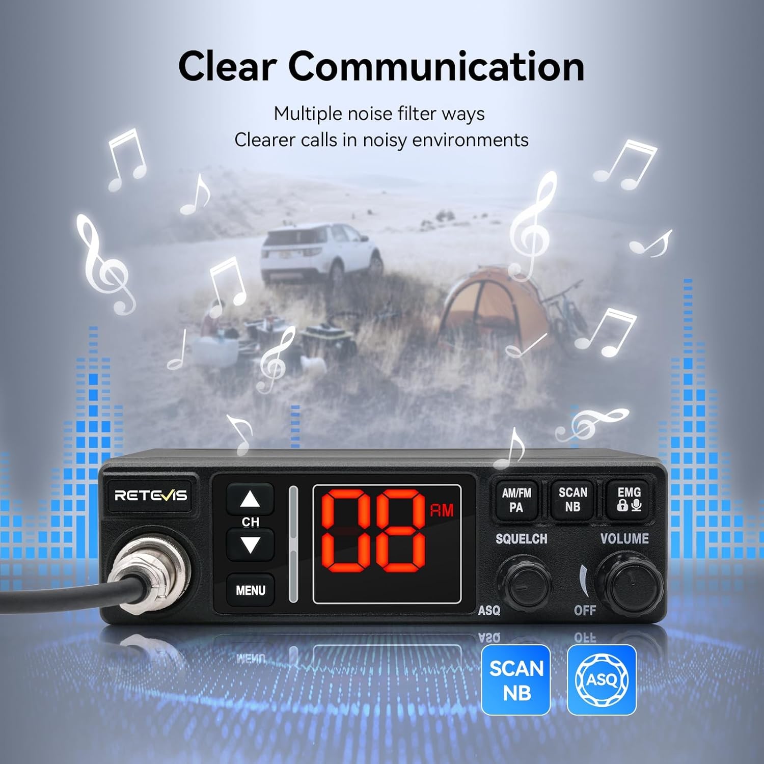 Retevis MB3A 40-Channel AM/FM CB Radio Kit Mobile Radio For Trucker With Antenna