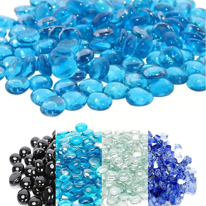 1/2 inch multicolored glass rock, marble for gas fireplaces and fire pit tables