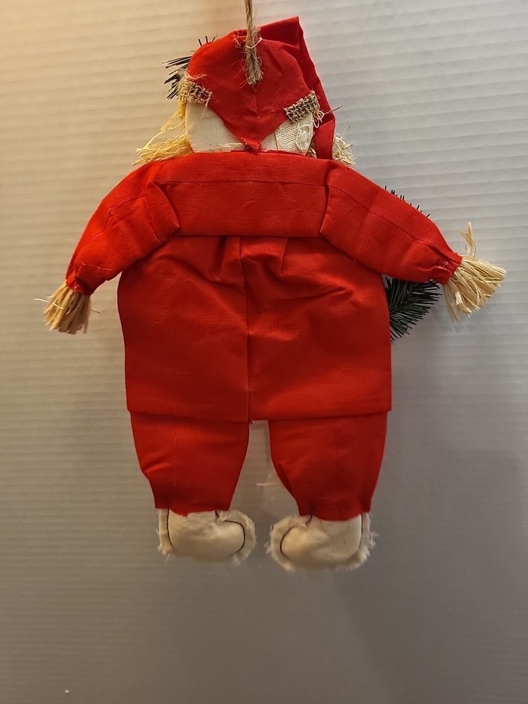 Santa Hanging Decor With Straw Beard And Hands