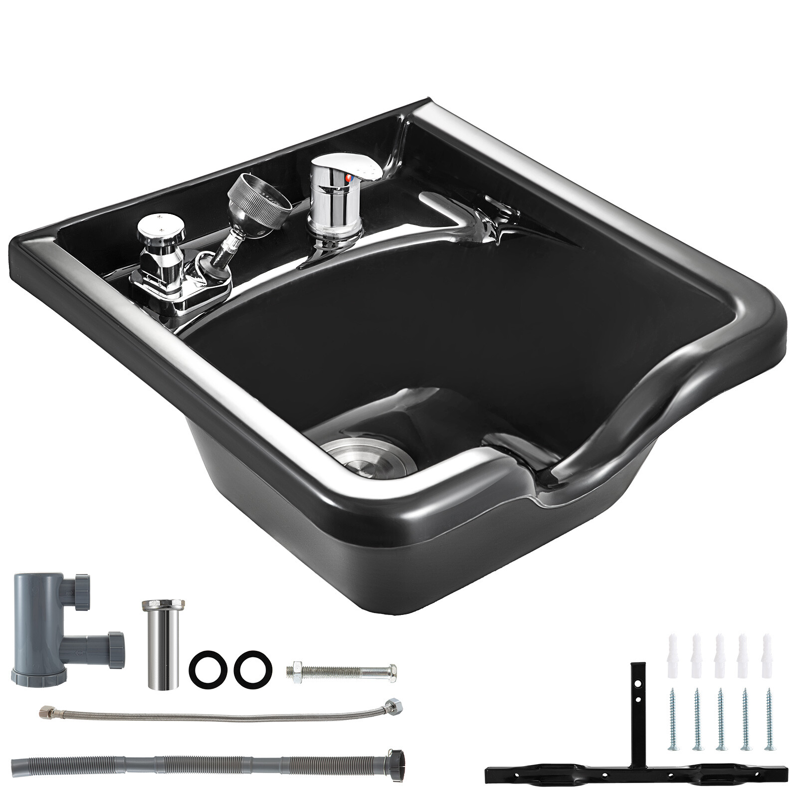 Black Square ABS Plastic Shampoo Bowl Salon Pool SPA Black Sink Hair Stylist