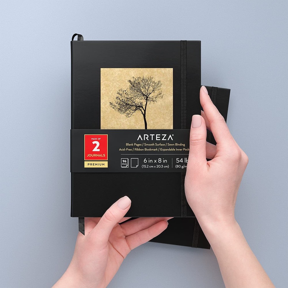 Arteza Sketch Journals | Tree & Solid Black Design - 2 Pack