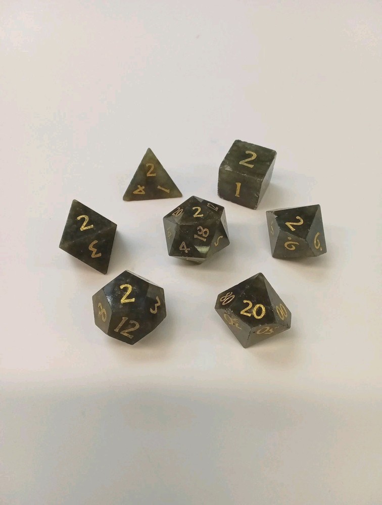 Labradorite: Full-Sized 16mm Polyhedral Dice Set