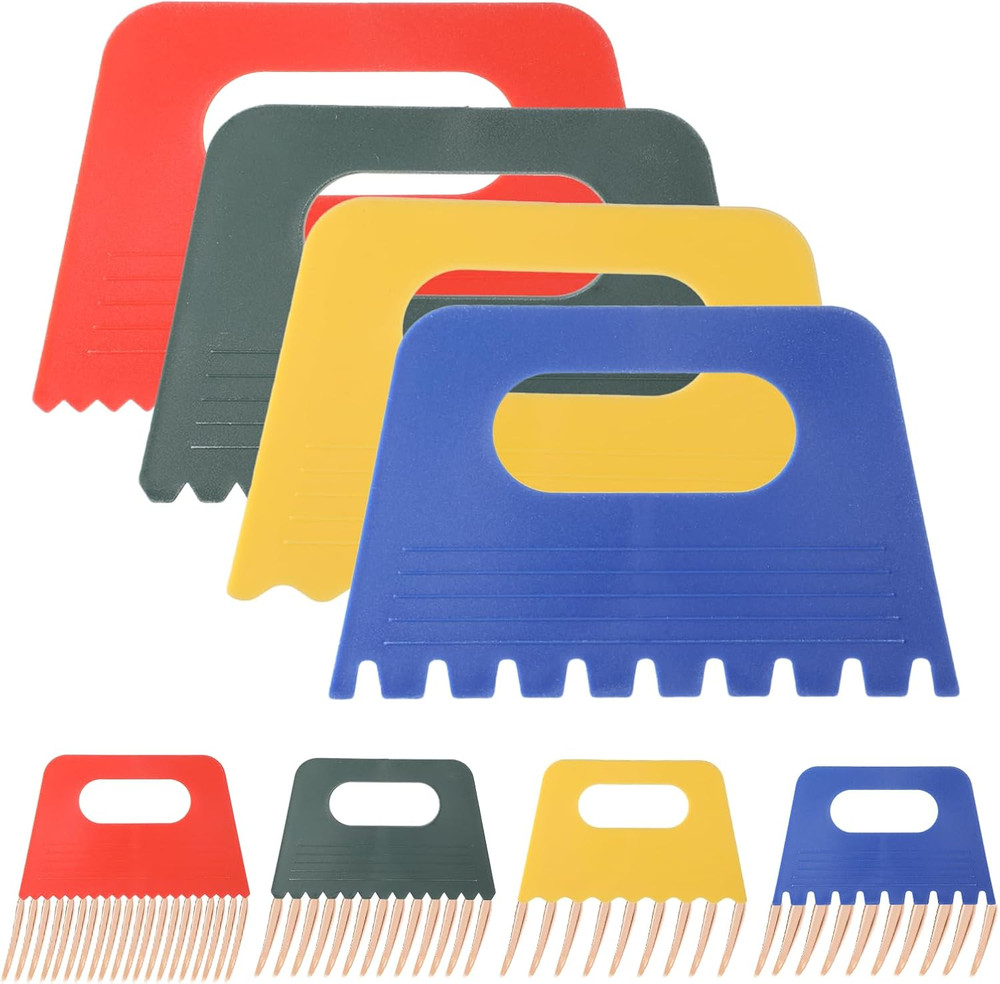 4PCS Plastic Paint Scraper Set Texture Tools for Plaster Wall Art & DIY Painting