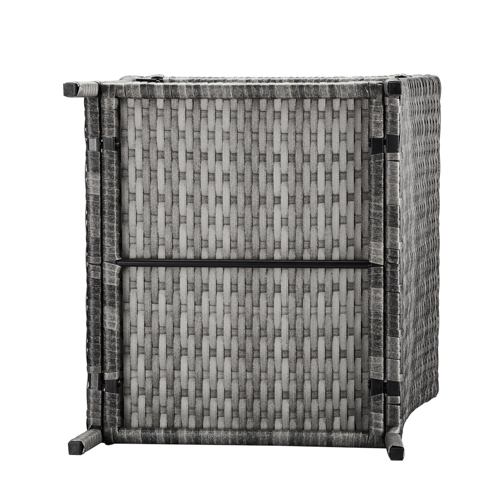 Outdoor Patio Wicker Side Table, Square End Table Bistro Coffee Table