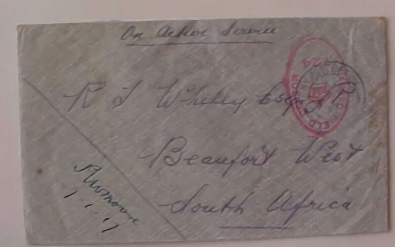 SOUTH AFRICA CENSOR 1917 APO