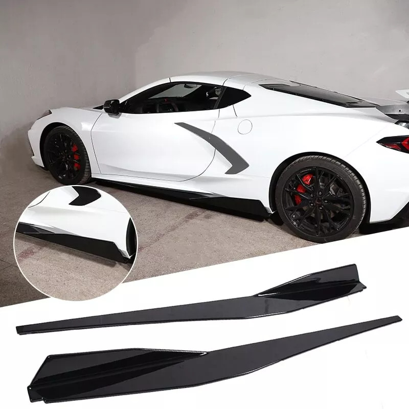 Side Skirts Extension Panel Lip For 2020-2024 Corvette C8 5VM Style Gloss Black