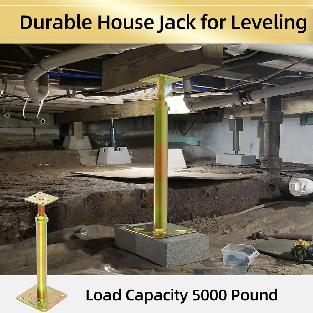 4 PCS Adjustable Floor Jack Post Leveling Telescoping Range 11" - 16" Height