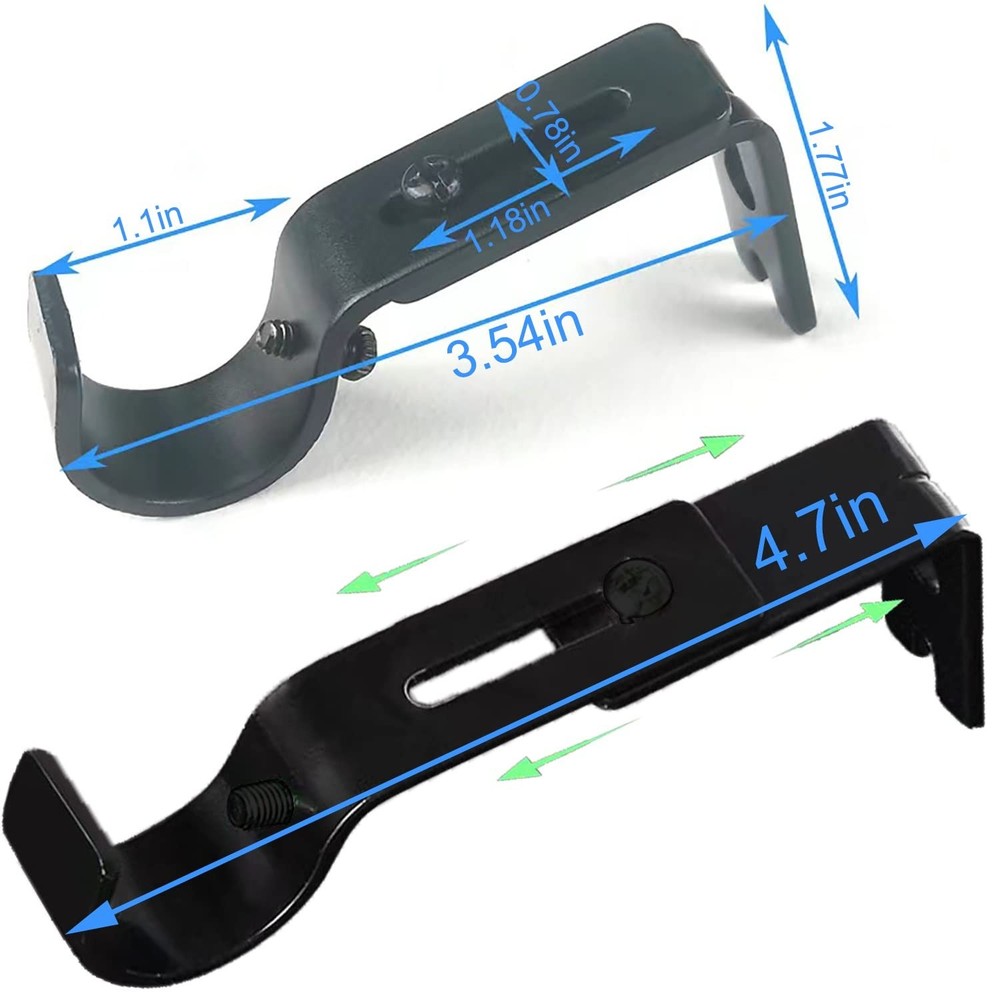 Curtain Rod Brackets for Adjustable, 6 Pack Premium Bracket Silver-6pack