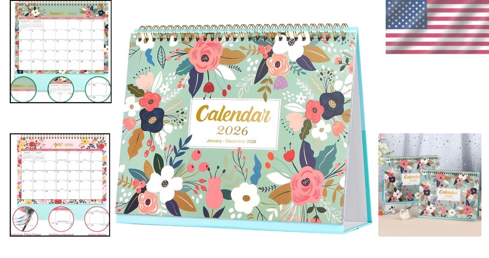 Compact 2026 Monthly Planner - Stylish Floral Design for Efficient Scheduling
