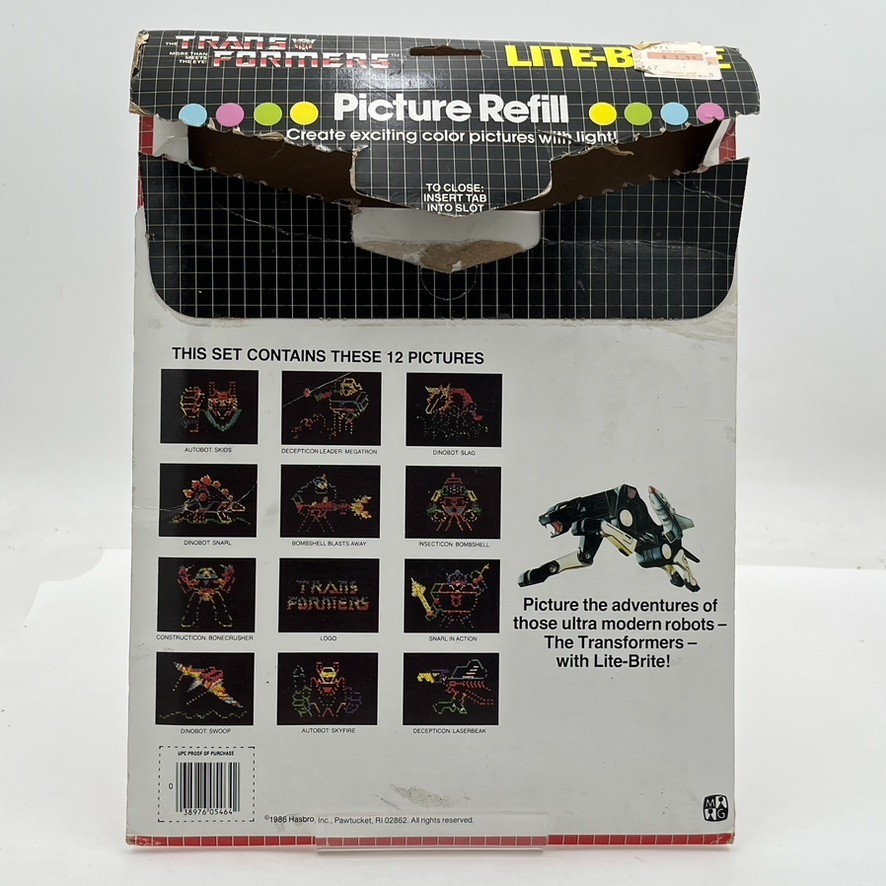 VTG 1986 Original Lite Brite Paper Patterns Transformers Decepticon Unpunched