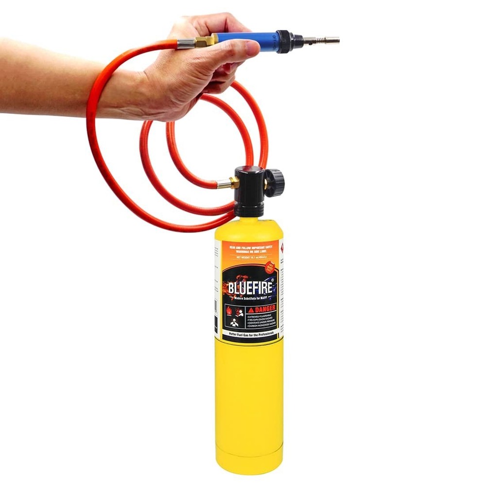 BLUEFIRE Propane/MAP Gas Soldering Torch Head Multi-Function Kit with 3' Blue