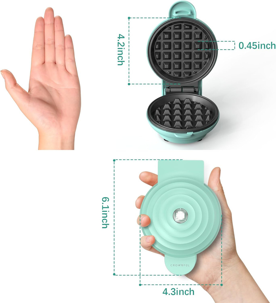 Mini Waffle Maker, 4" Chaffle Maker with Compact Design, Easy to Clean, Non-S...