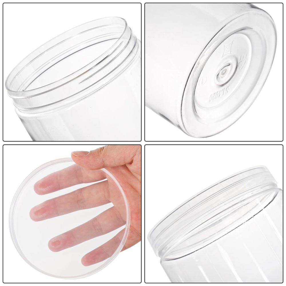8 Pack Clear Plastic Jars with Lid, 46 OZ Round Candy Storage Jars, Empty Lar...
