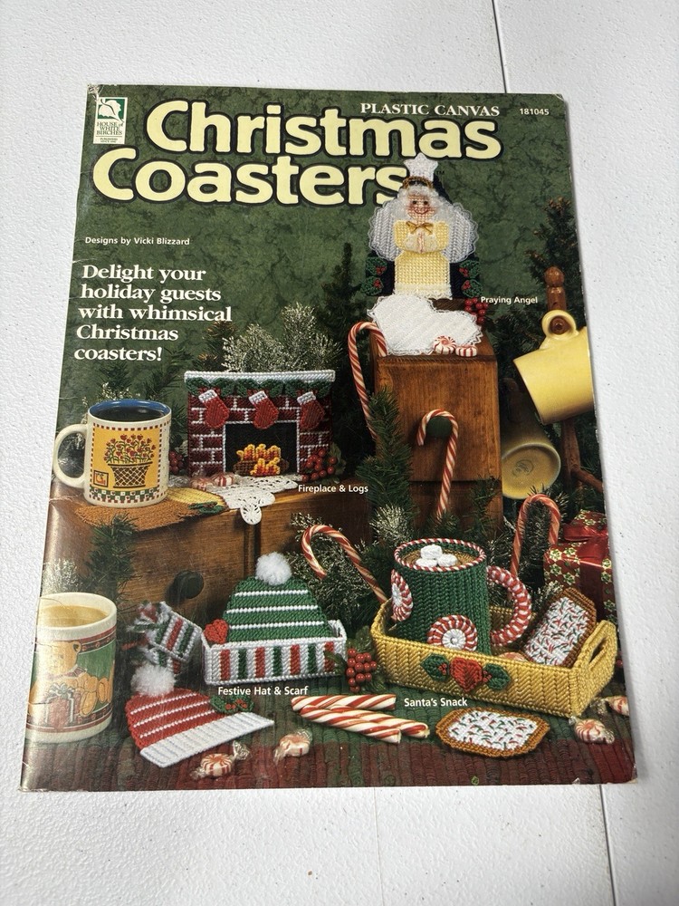 Plastic Canvas Christmas Coasters Pattern Booklet 10 Projects Angels Santa hats+