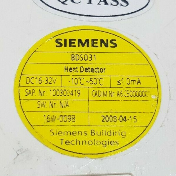 SIEMENS BDS031 HEAT DETECTOR