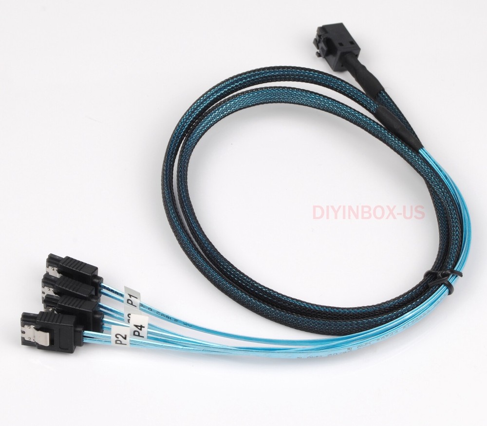 6G Internal MiniSAS HD SFF-8643 to 4 SATA 7pin Hard Disk Data Server Raid Cable