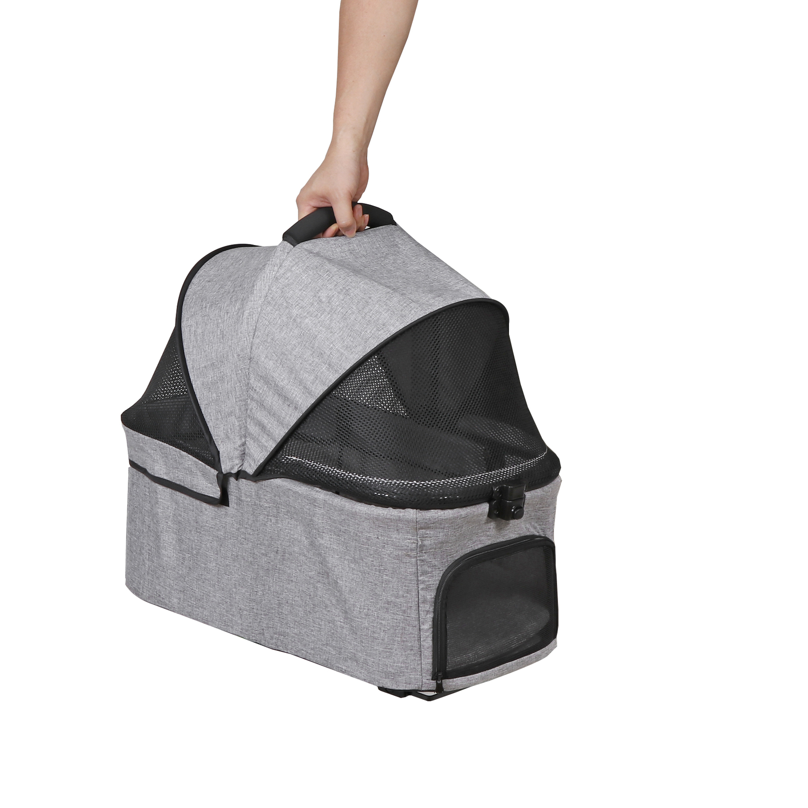 Pet Stroller Foldable Dog Cat Jogger Stroller w/4 Wheel & Detachable Basket Gray