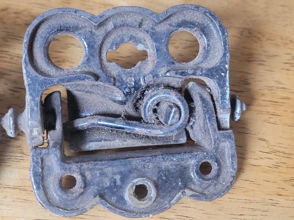 Antique Cast Iron Spring Loaded Screen Door Hinge Hardware Set