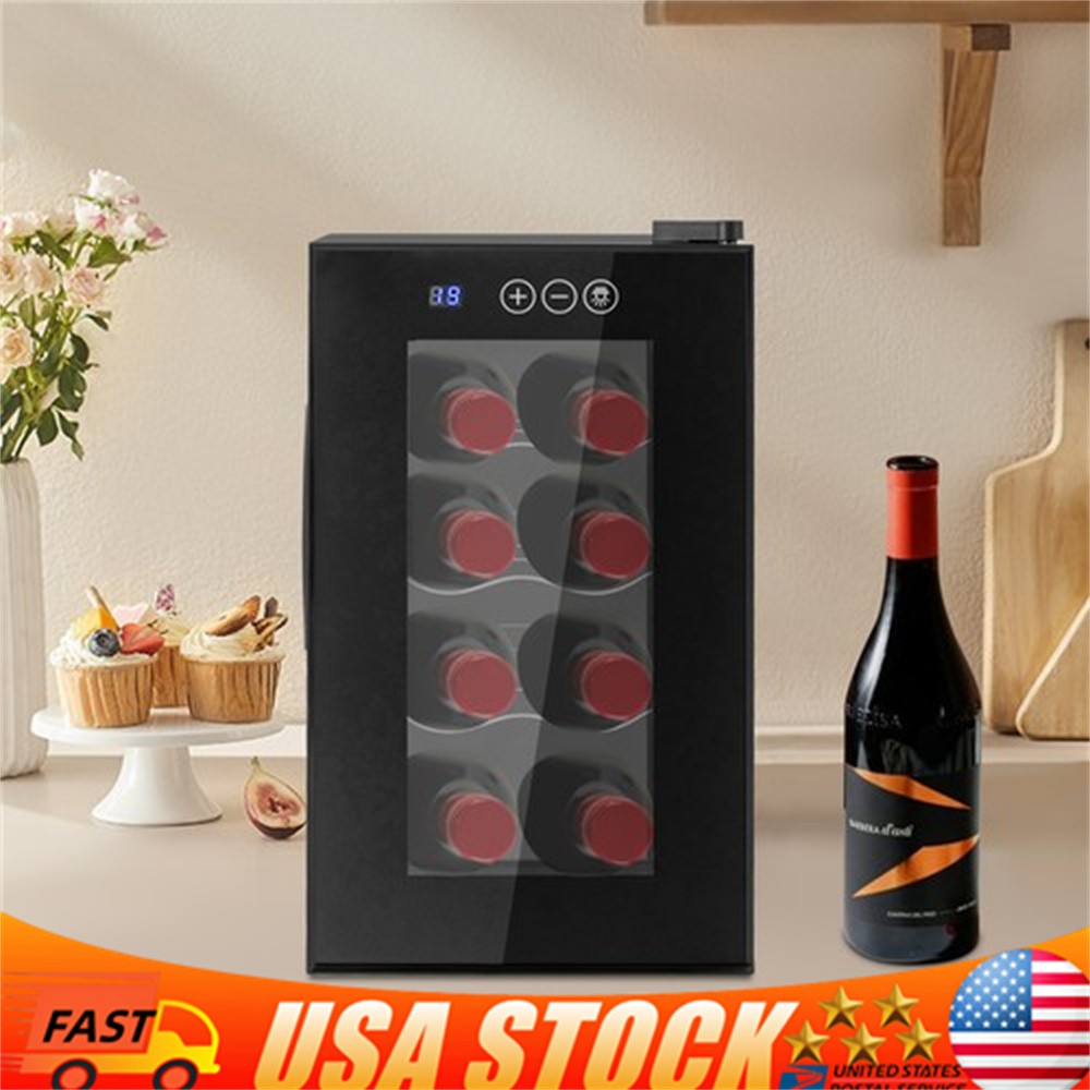 8-Bottle Wine Cooler Refrigerator 110V Freestanding For Home Bar Wine Fridge