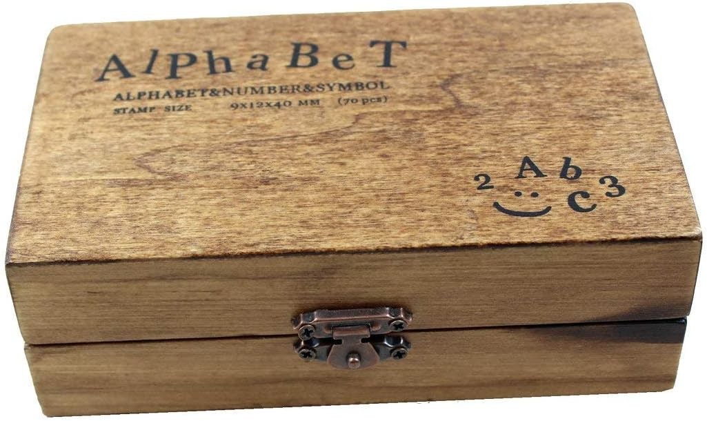 70pcs Alphabet Stamps Vintage Wooden Rubber Letter Number And Symbol Stamp Set