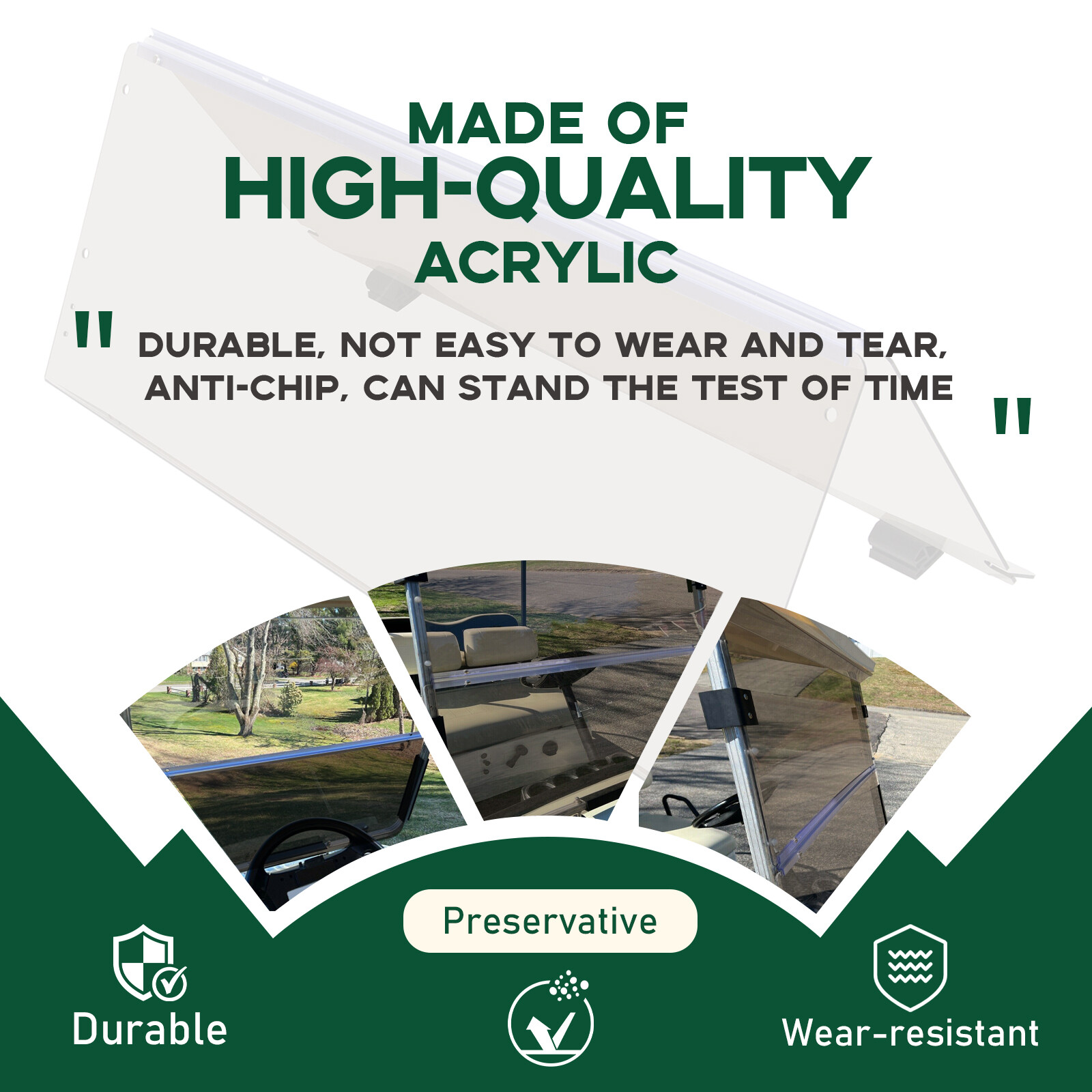 For Club Car Precedent 2004-UP Golf Cart Fold Down Windshield Tinted Windscreen