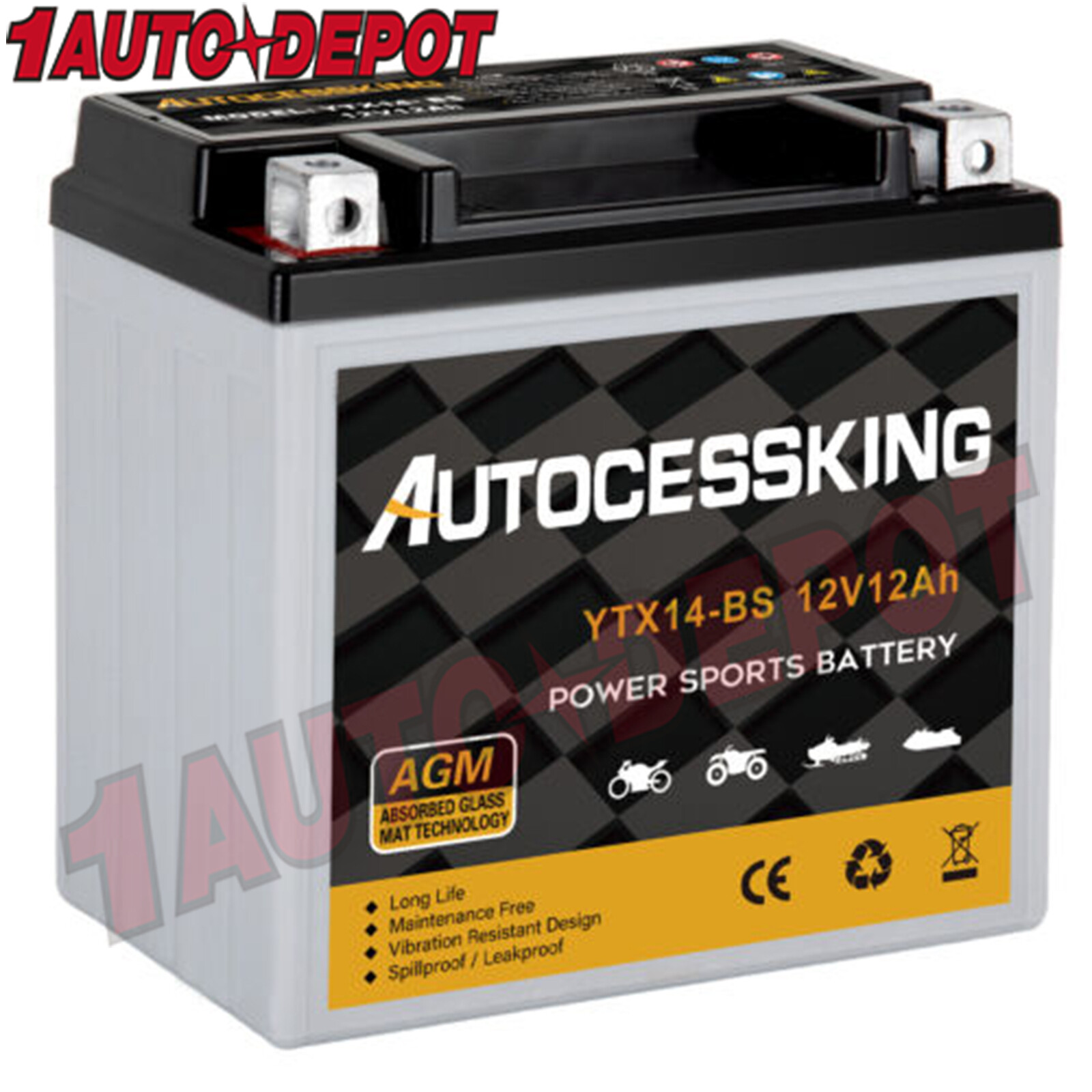YTX14-BS Motorcycle Battery Sealed Rechargeable AGM CTX14 ETX14-BS ATV Scooter