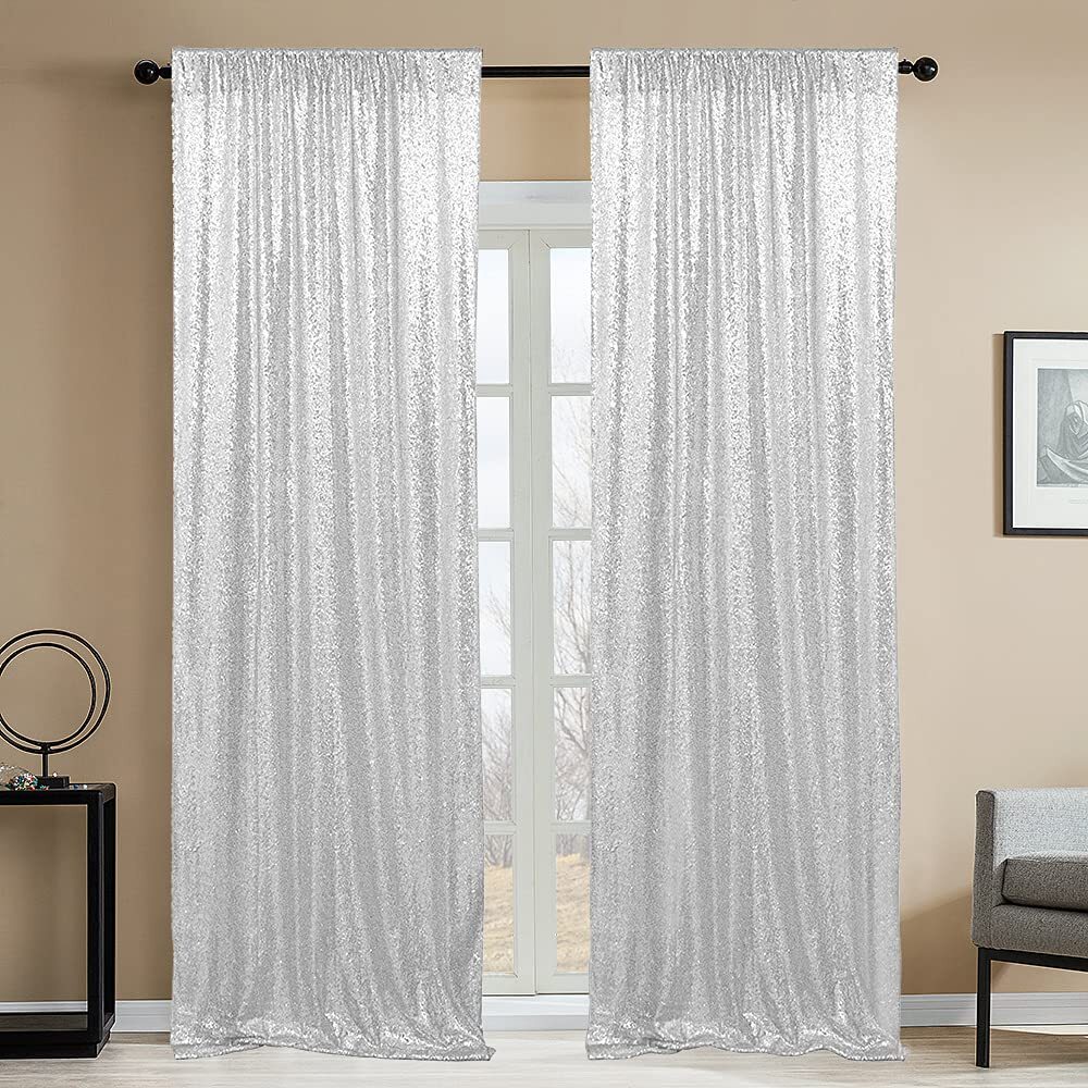 Silver Sequin Photography Backdrop Curtains 2FTx8FT 2 Sequin Backdrop Curtain...