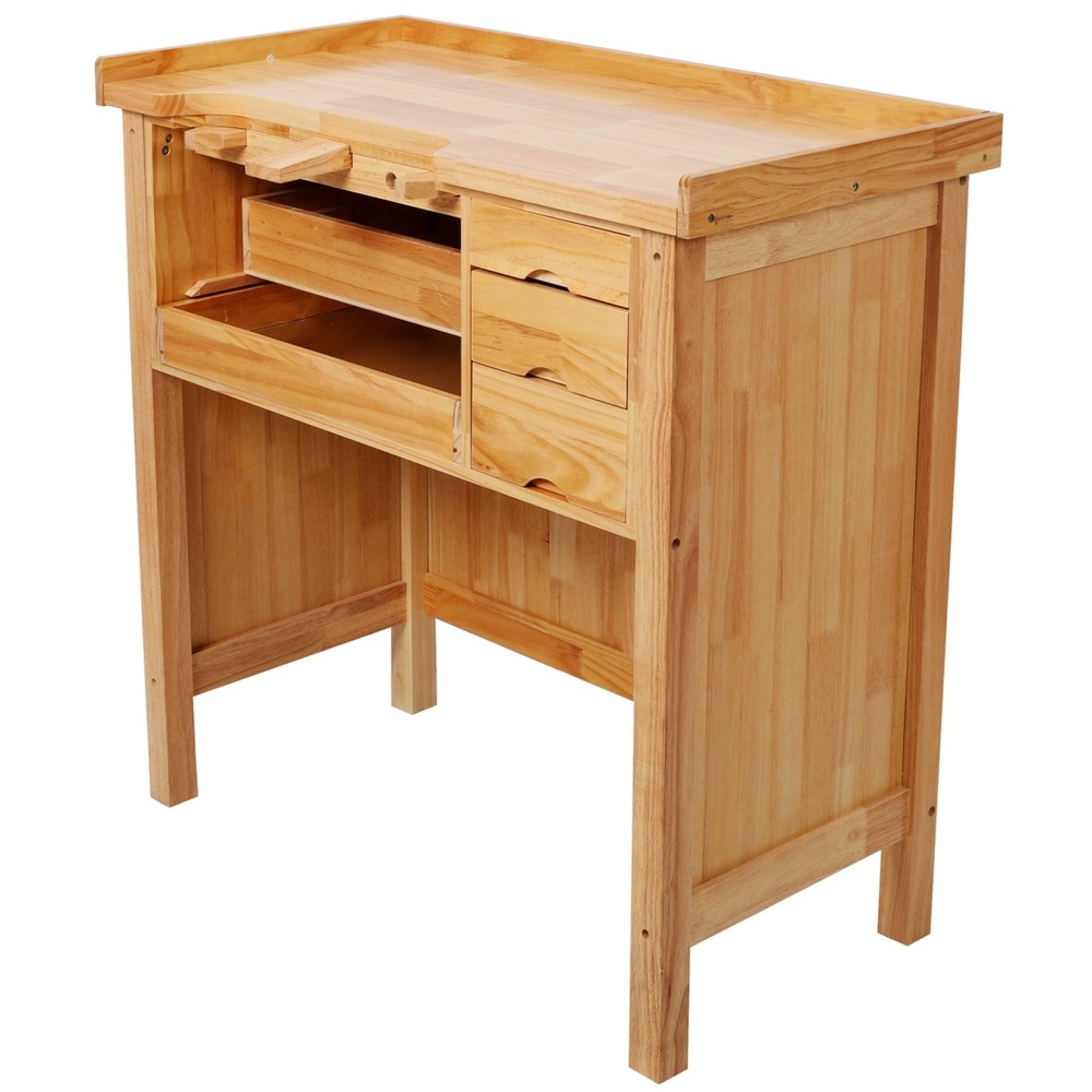 Sturdy Solid Wood Workbench for Jewelry Making with Practical Drawers