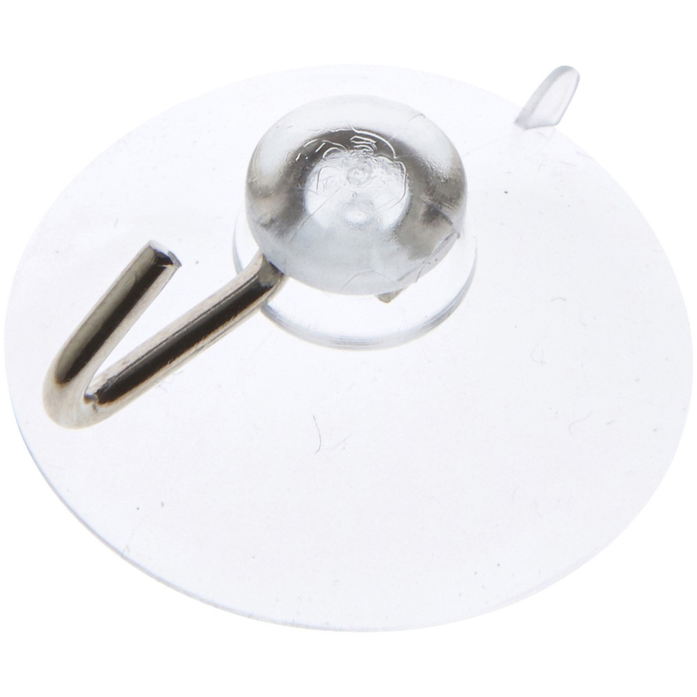 Bard's Clear Plastic Suction Cup with Hook, 1" Diameter
