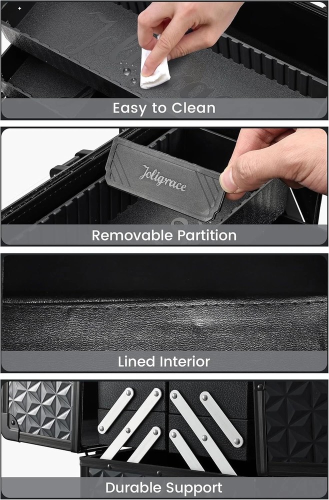 Professional Makeup Train Case - Lockable Aluminum Organizer with Adjustable Div
