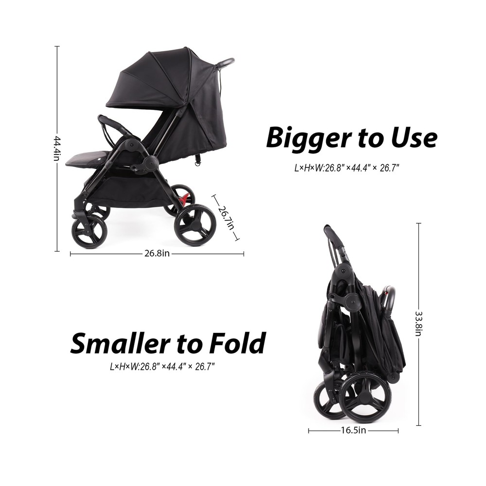 Double Stroller with Adjustable Large Canopies, Double Seats Lightweight Stro...