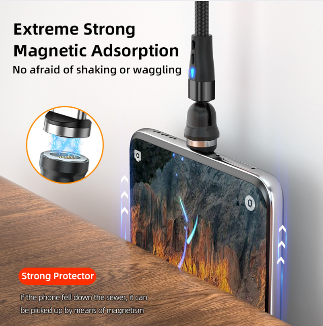 3 Pack Magnetic Micro USB Fast Charging Cable For Android Samsung Charger Cord