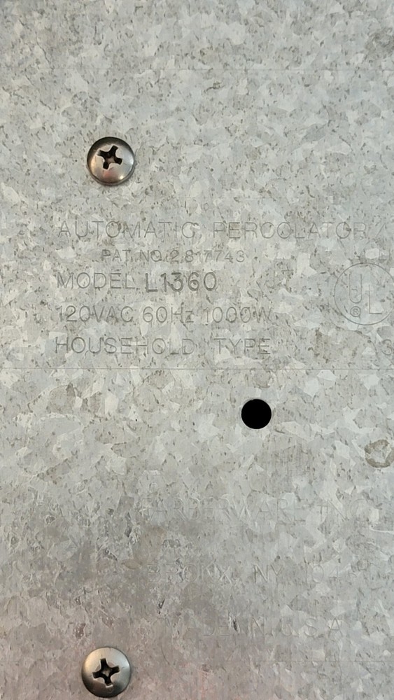 Farberware 12-36 Cup Percolator. Model L-1360 Coffee Maker