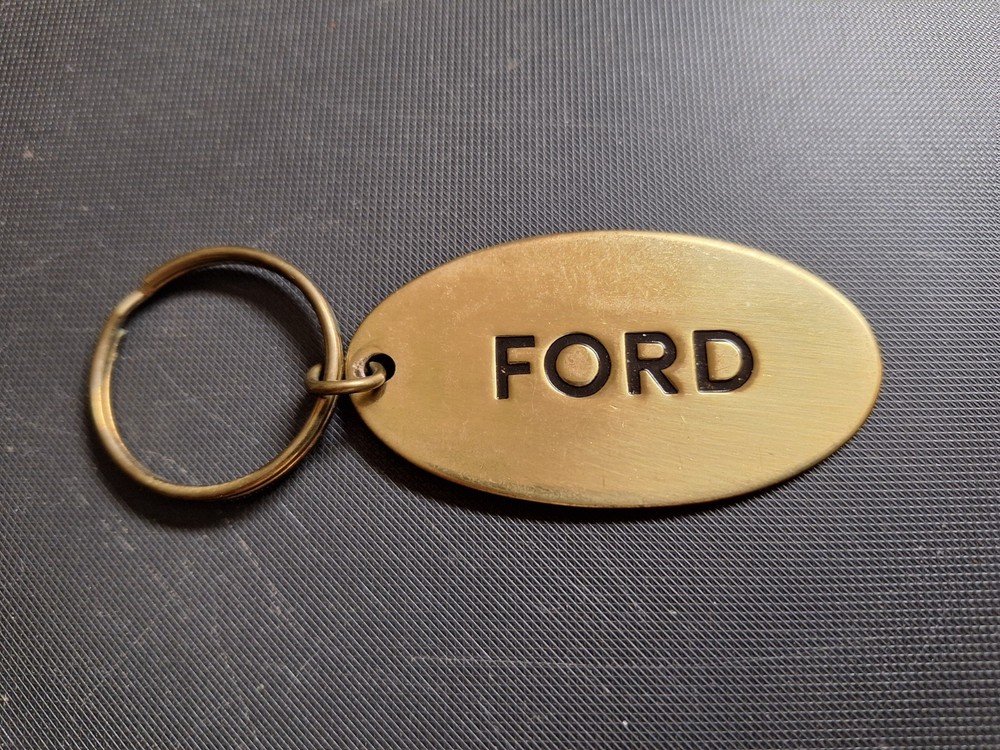 Vintage Solid Brass Ford Keychain