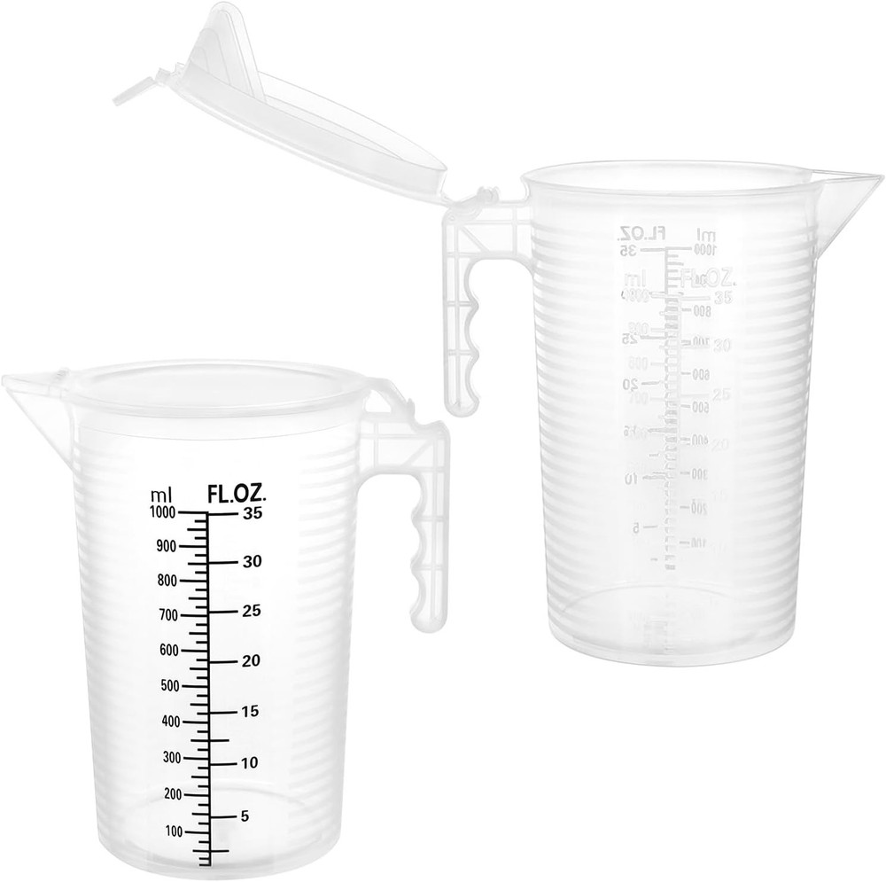 QWORK 2 Pack 32oz (1 Quart) Measuring Pitcher - Plastic, 32 ounces, Clear