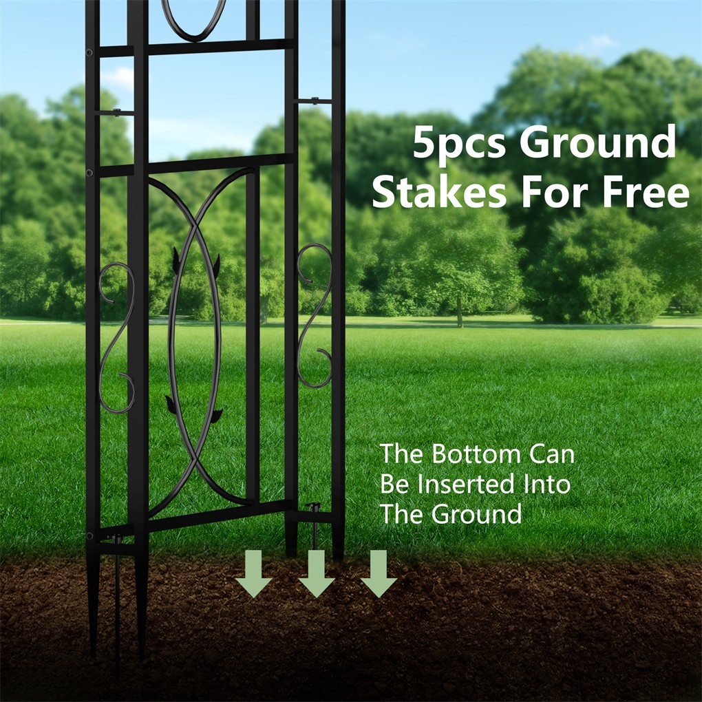 XXL Double-layer Garden Arch Trellis Metal Climbing Plant Archway with 8 Prongs