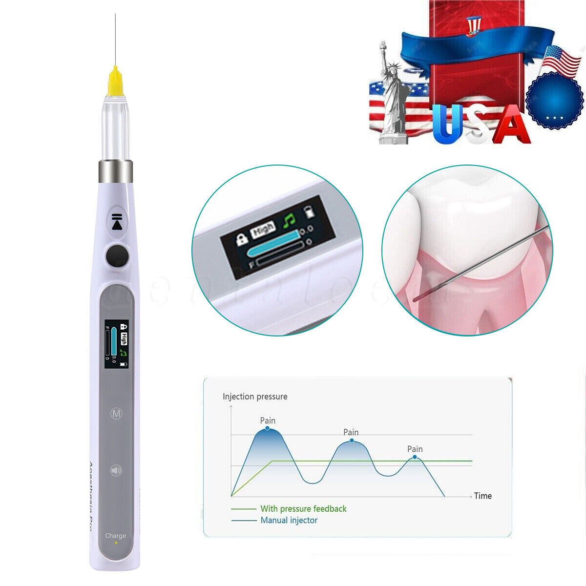 Woodpecker Style Dental Painless Oral Local Anesthesia Device Injection Pen