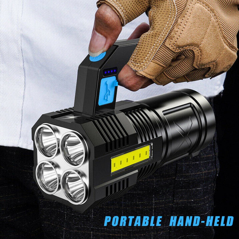 Powerful LED Flashlight Portable Searchlight USB Rechargeable Handheld Spotlight