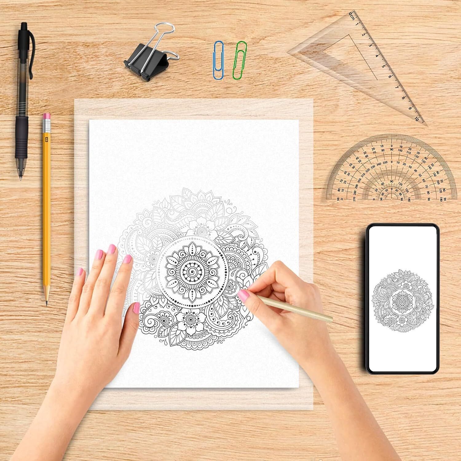 Tracing Paper for Drawing Trace Paper -200 Sheets White Translucent Traci