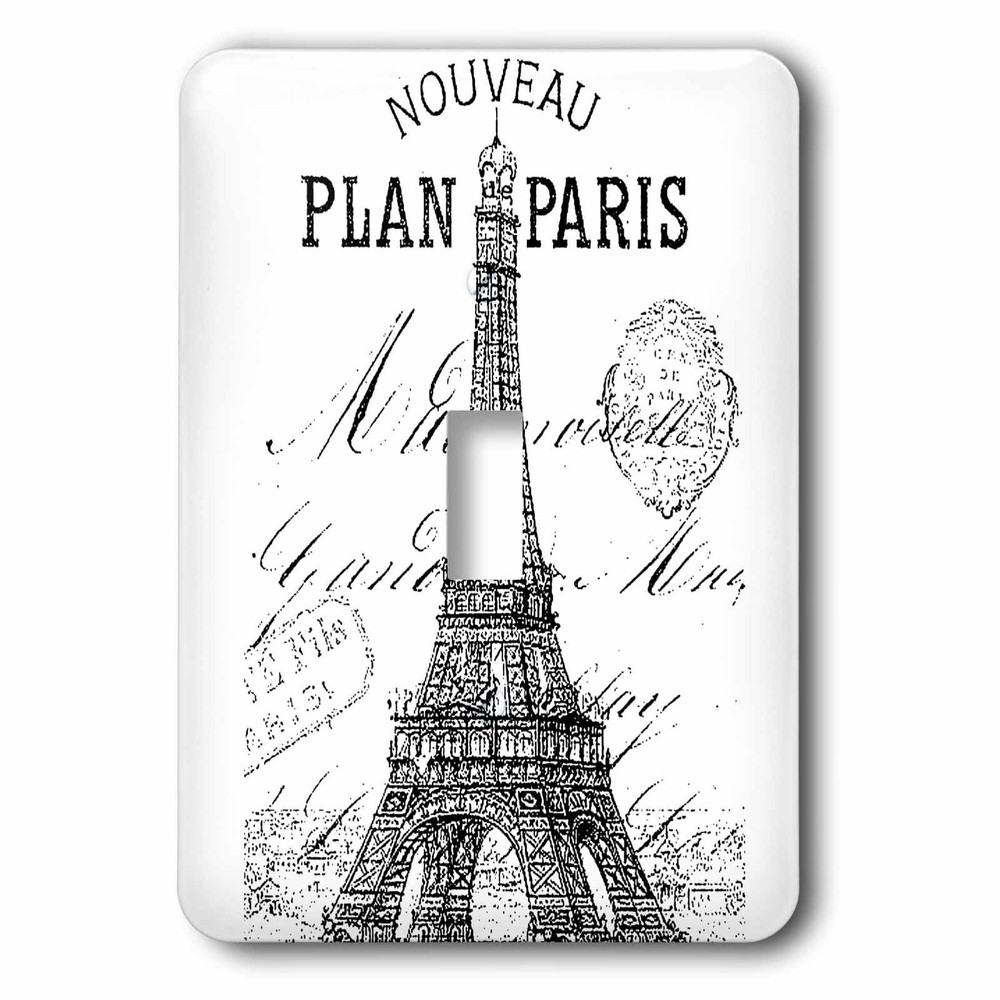 3dRose  Nouveau Paris Vintage Eiffel Tower Single Toggle Switch,Multicolor