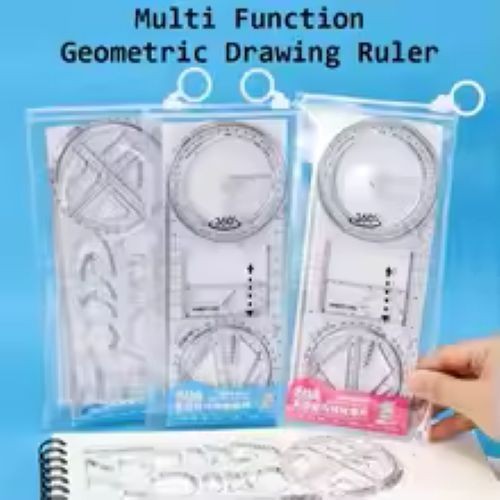 Rotary Multi-Function Geometry Ruler & Protractor | Precision Math Drawing Tool