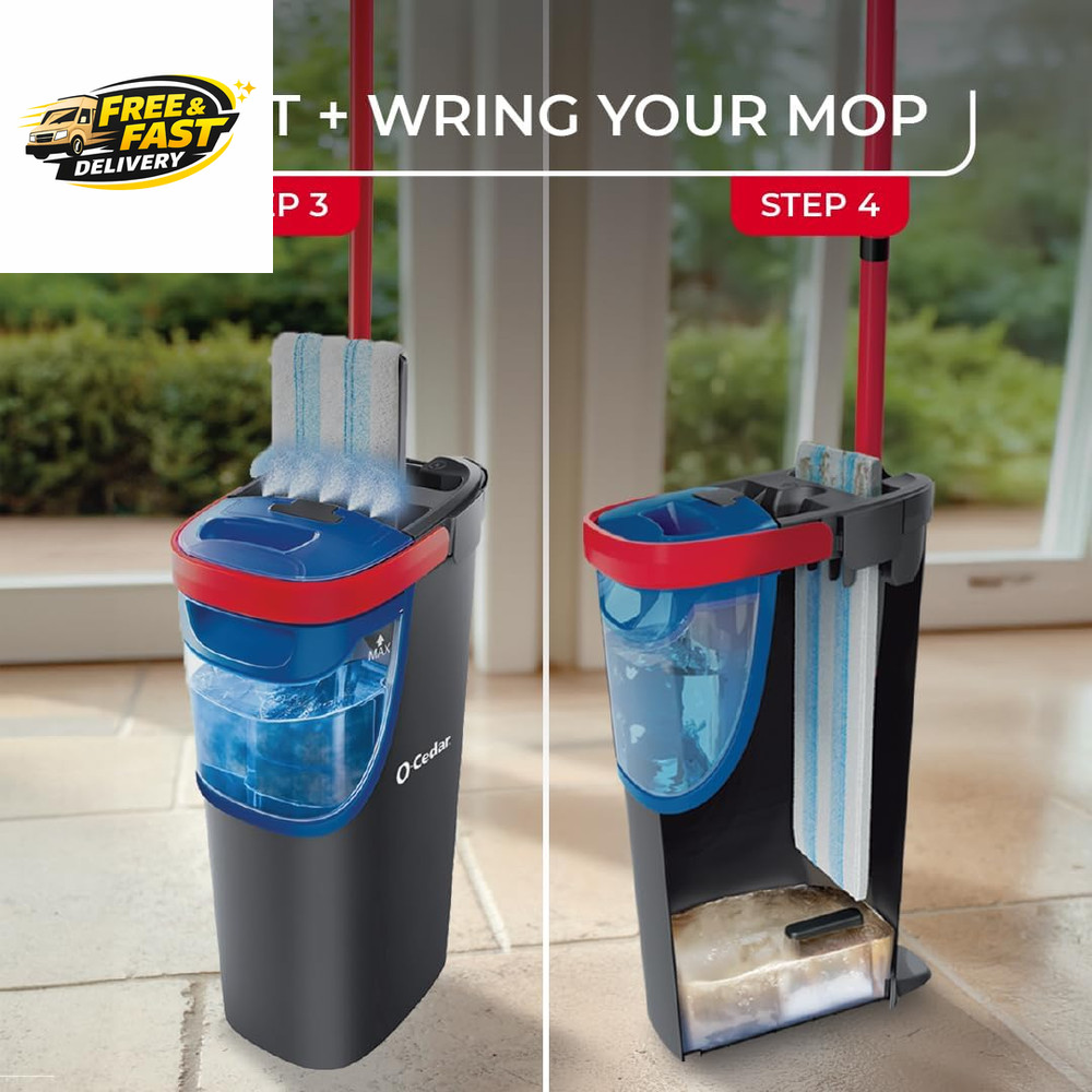 H2Pro Flat Mop System | Quick Cleaning Tool | Clean with Water | Machine Washab