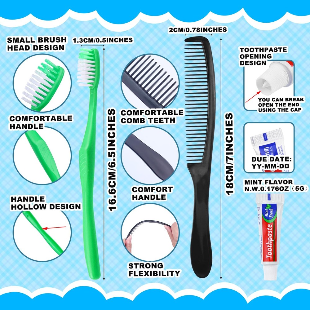 20Pcs Disposable Toothbrushes with Toothpaste and Comb,5g Toothpaste,7inch Ha...