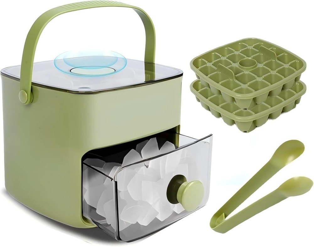 High-Capacity Ice Maker with One-Touch Release - Includes Storage Bin & Tongs