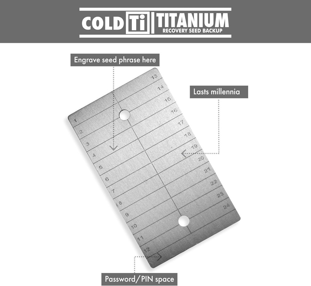 Titanium Crypto Seed Plate - Secure Storage for Bitcoin & Ethereum