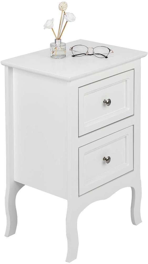 2Pcs Nightstand End Table with 2-Drawer Wood Simple Modern Sofa Couch Side Table