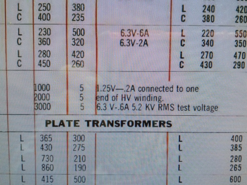 UTC H-198 SCOPE PLATE - FILAMENT TRANSFORMER