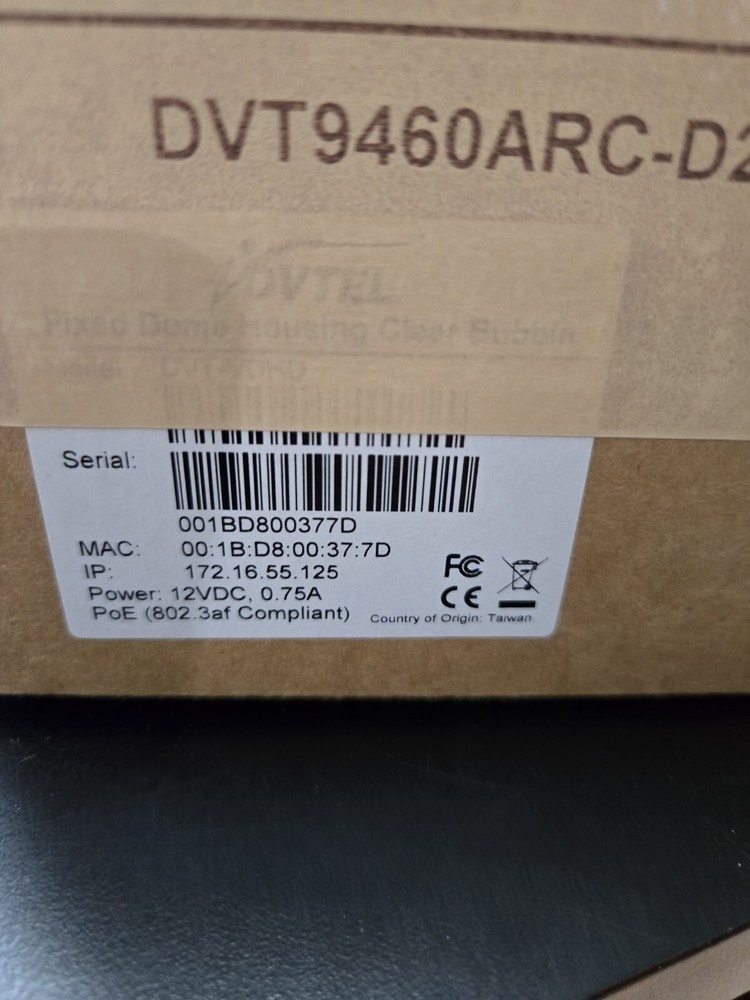 DVTEL DVT9460ARC-D2N Security IP Camera Fixed Dome Housing Clear Bubble DVT-VDHD