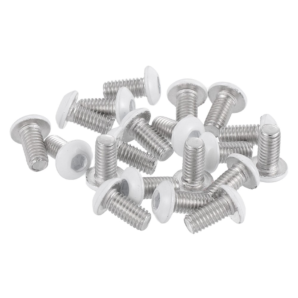 20 Pcs M3-0.5 x 6mm Button Head Socket Cap Screw Machine Screw, White