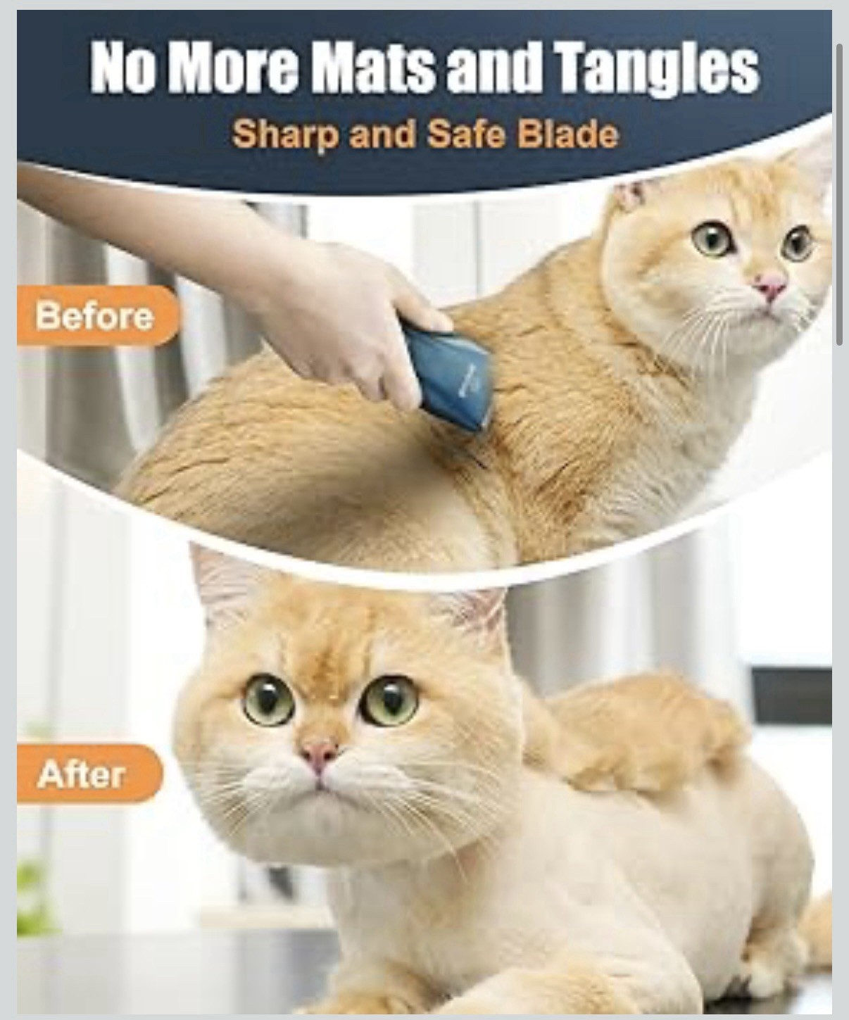 oneisall Cat Clippers Cordless Waterproof Quiet Pet Shaver for Matted Hair